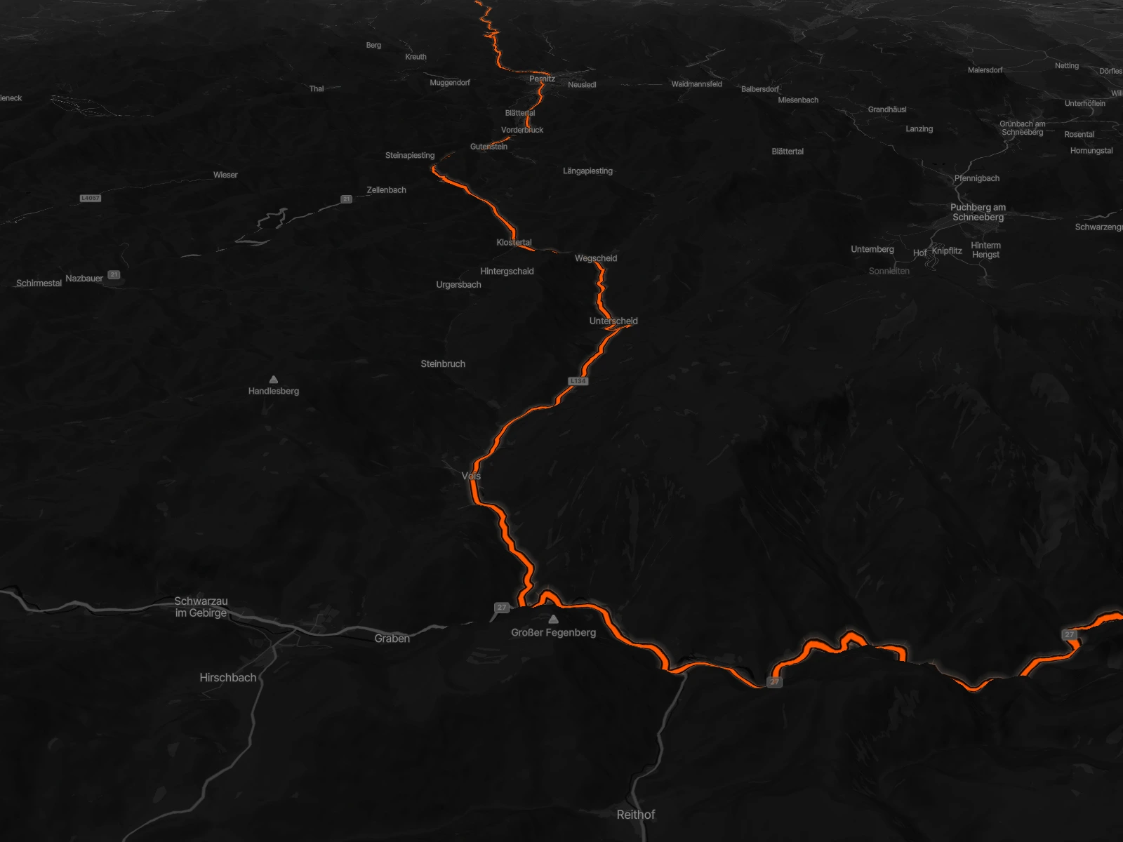Night-Ride-Karte mit geplanter Route